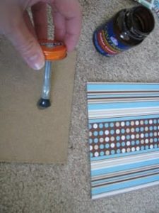 rubber cement brushed onto cardboard