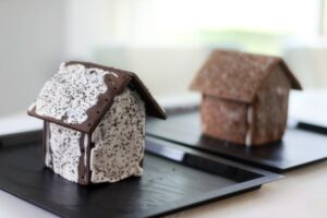 two gingerbread houses made from pop tarts