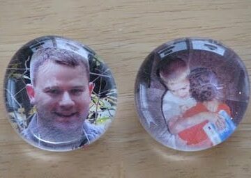 marble magnets with photos glued behind