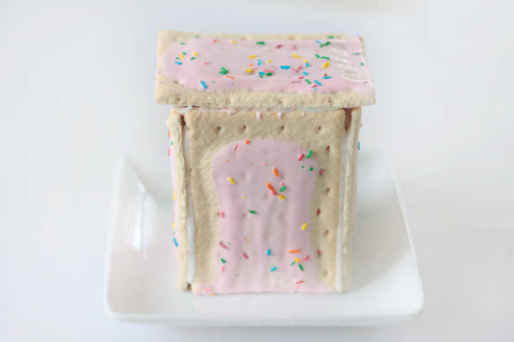 pop tarts frosted together to look like a small house