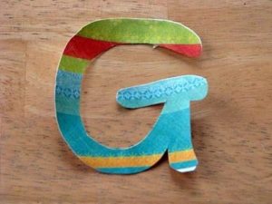 letter G wall decal made out of scrapbook paper