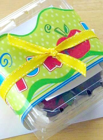 berry basket wrapped with ribbon