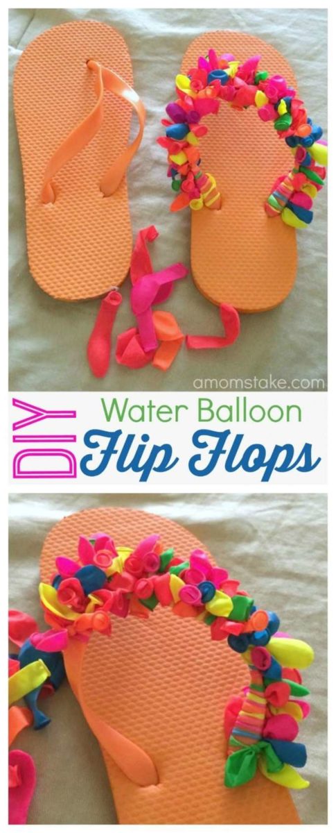 flip flops decorated with water balloons