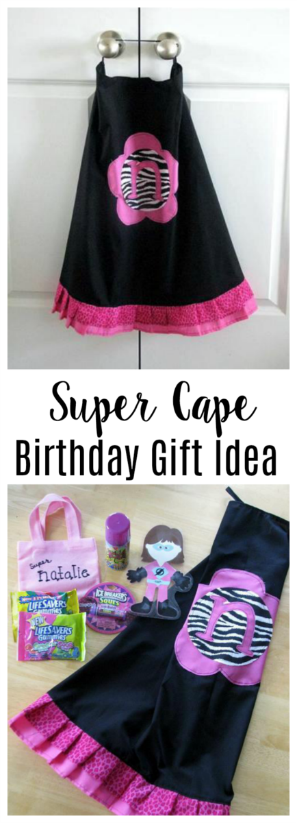 collage with black and pink cape and gift ideas to go with cape