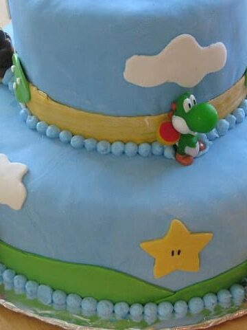 Mario cake with blue fondant