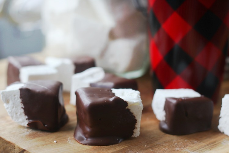 homemade marshmallow dipped in chocolate
