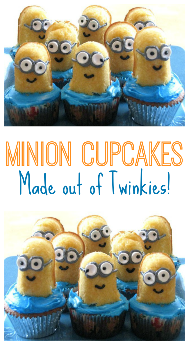 collage of minion Twinkie cupcakes