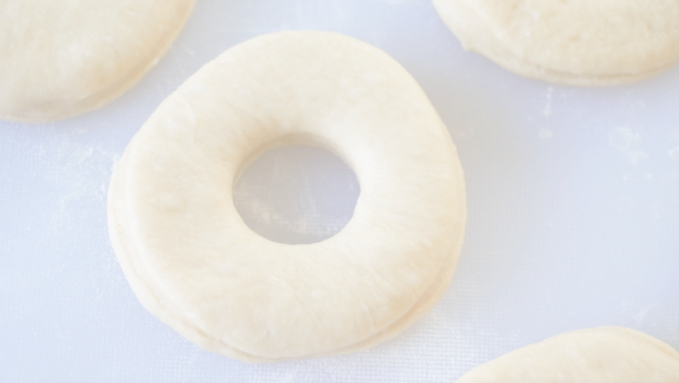 dough cut into donut shape