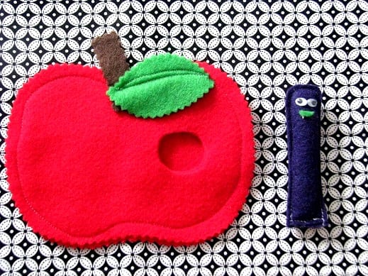 felt apple and worm 