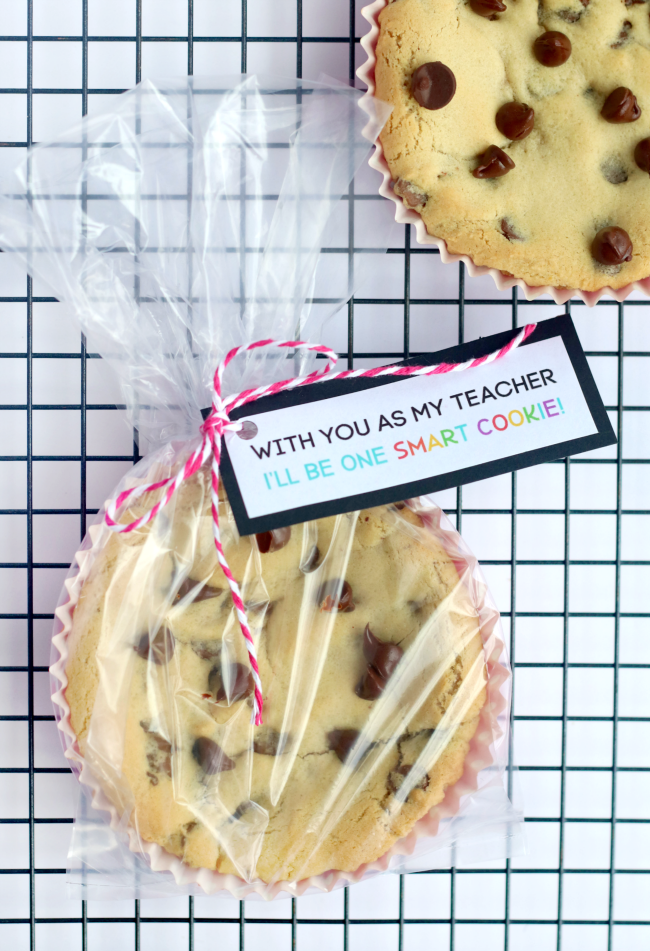 cookie packaged in plastic with tag tied to it