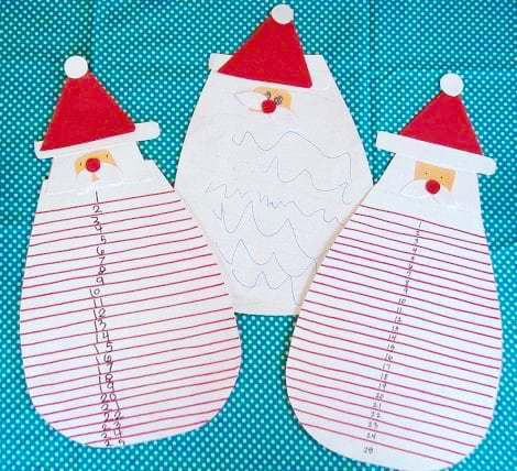 3 paper santa christmas countdown crafts made by kids