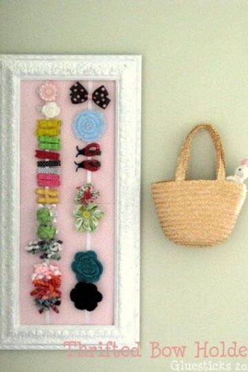 framed hair bow holder on wall