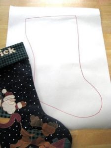 easy stocking pattern drawn on paper