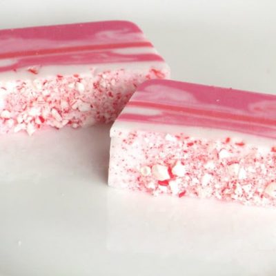 two candy cane soap bars