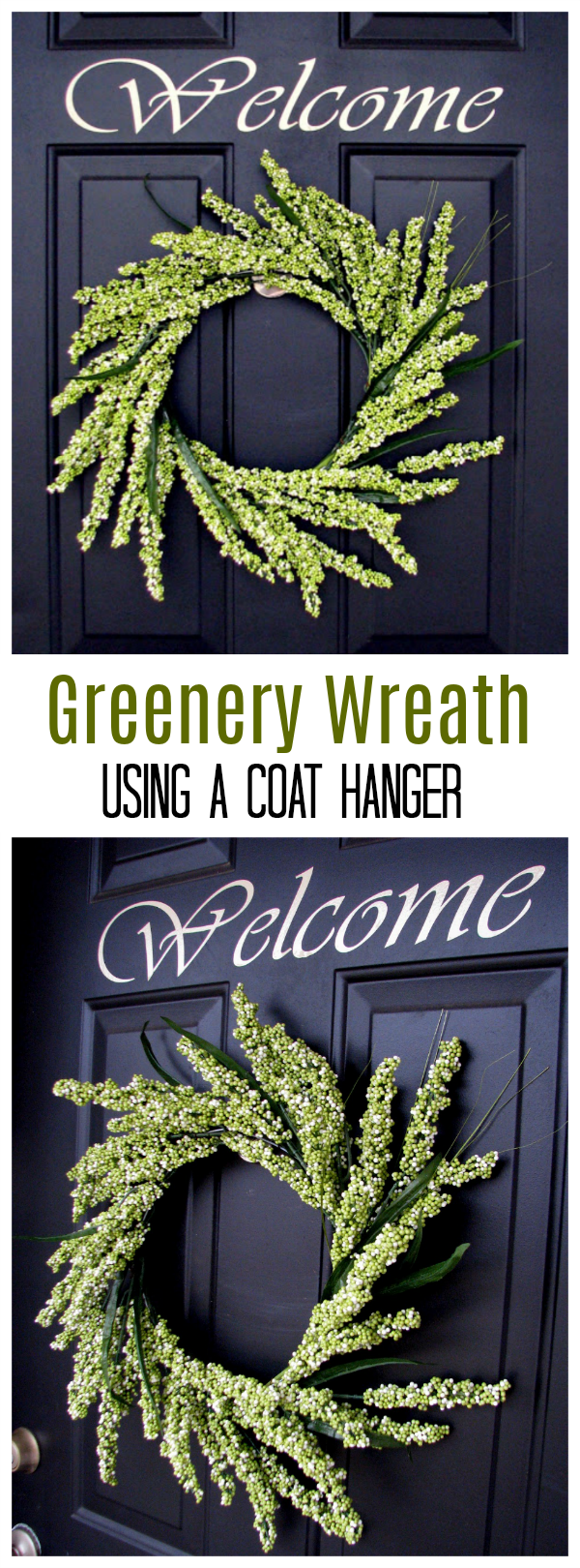 greenery wreath hanging on door