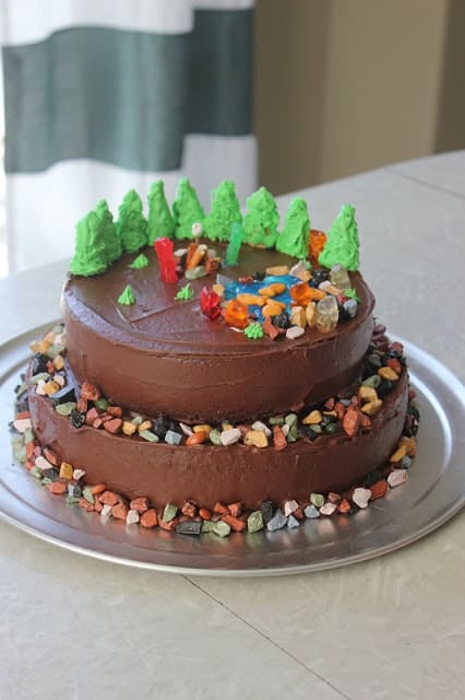 Camping themed birthday cake.