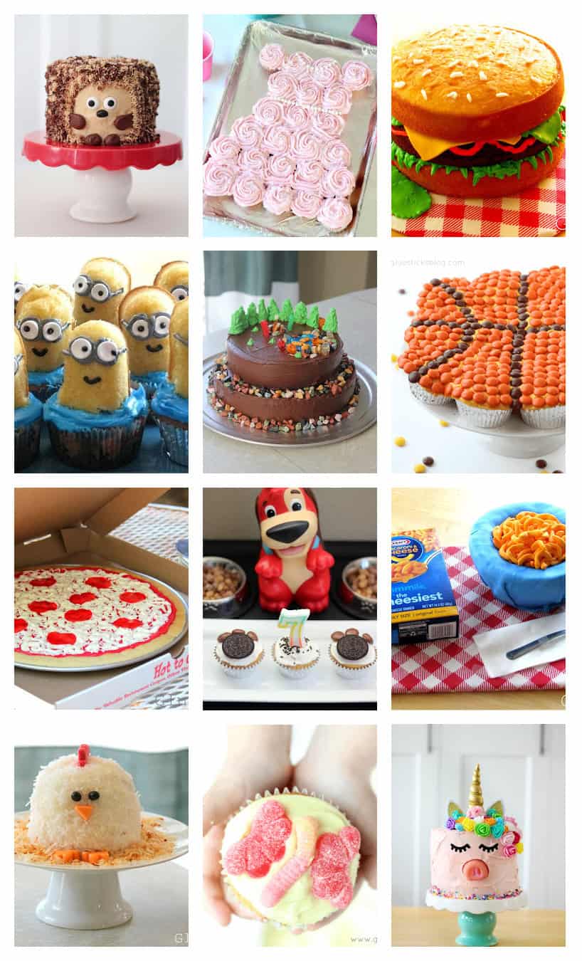 Collage of kids cakes.