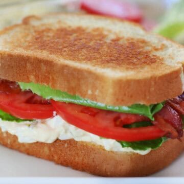 egg salad blt on plate
