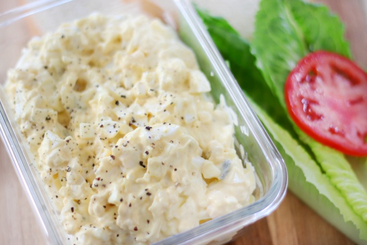 egg salad mixed up in container