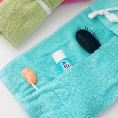 finished hand towel travel caddy
