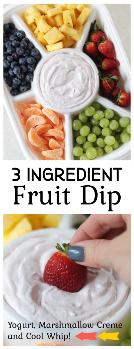 fruit dip in divided tray with fresh fruit