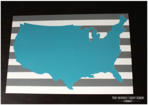 turquoise USA silhouette on memo board