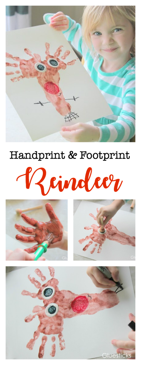 This darling little reindeer is such a fun way to document those little hands and feet! The perfect preschool reindeer craft for kids!