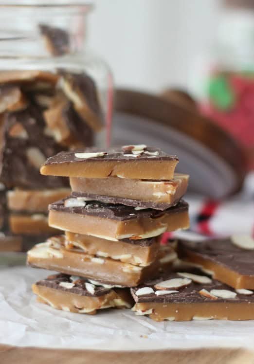 english toffee stacked on top of eachother
