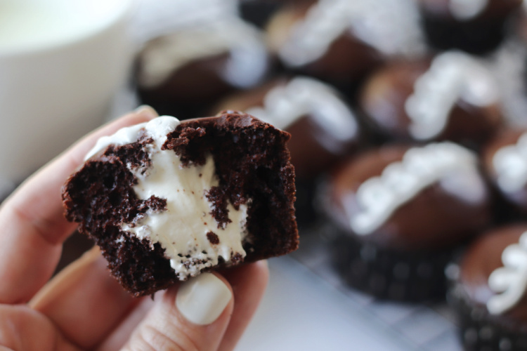 hostess cupcake cut in half