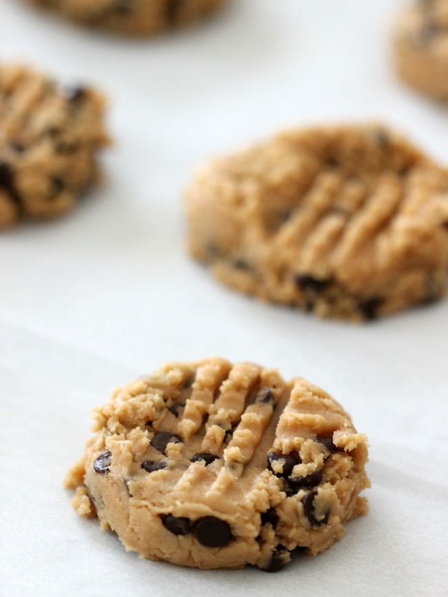 cookie dough pressed in criss cross pattern with fork