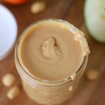 open jar of homemade peanut butter