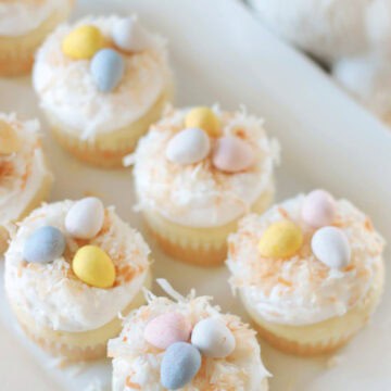 platter of coconut cupcakes