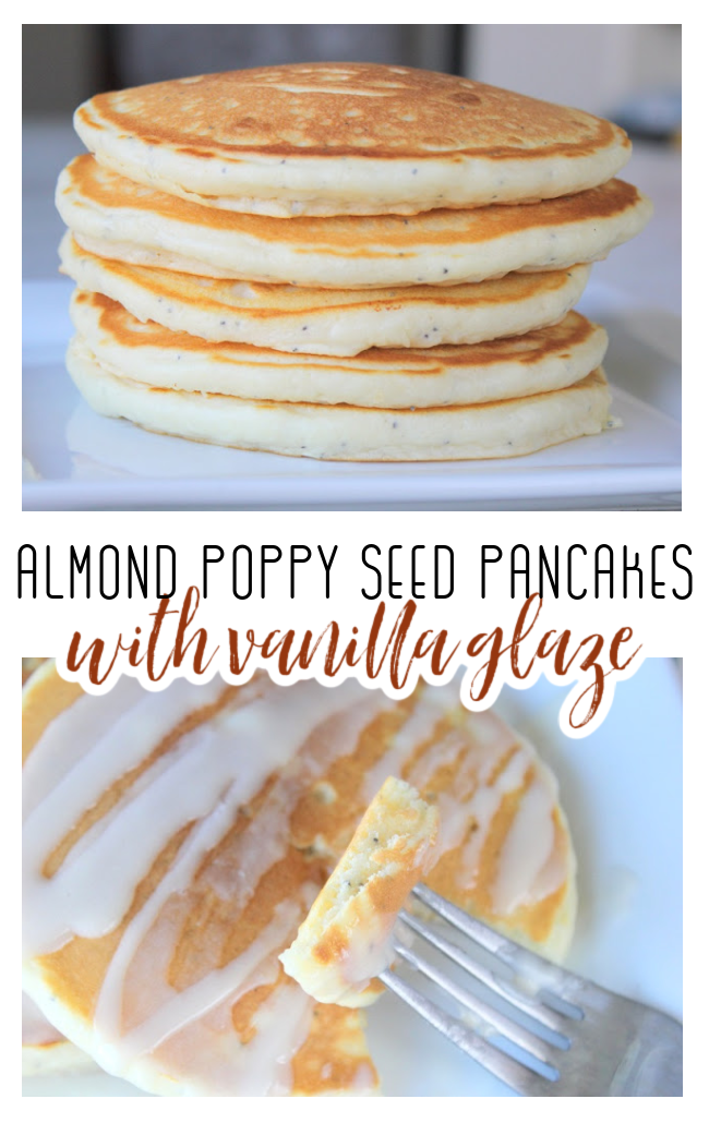 poppy seed pancakes stacked