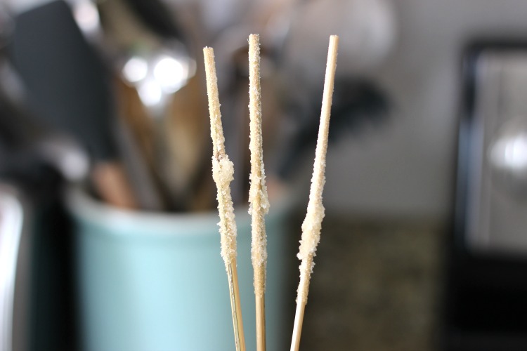 sugar coated skewers for rock candy
