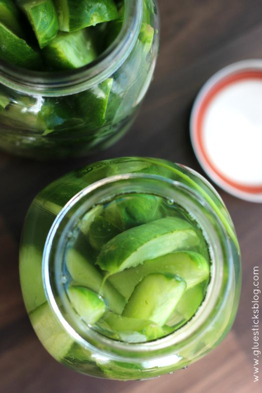 jar full of cucumbers and brine