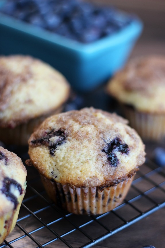 blueberry muffins on cooling rack