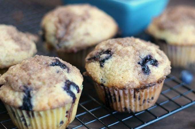 blueberry muffins on cooling rack