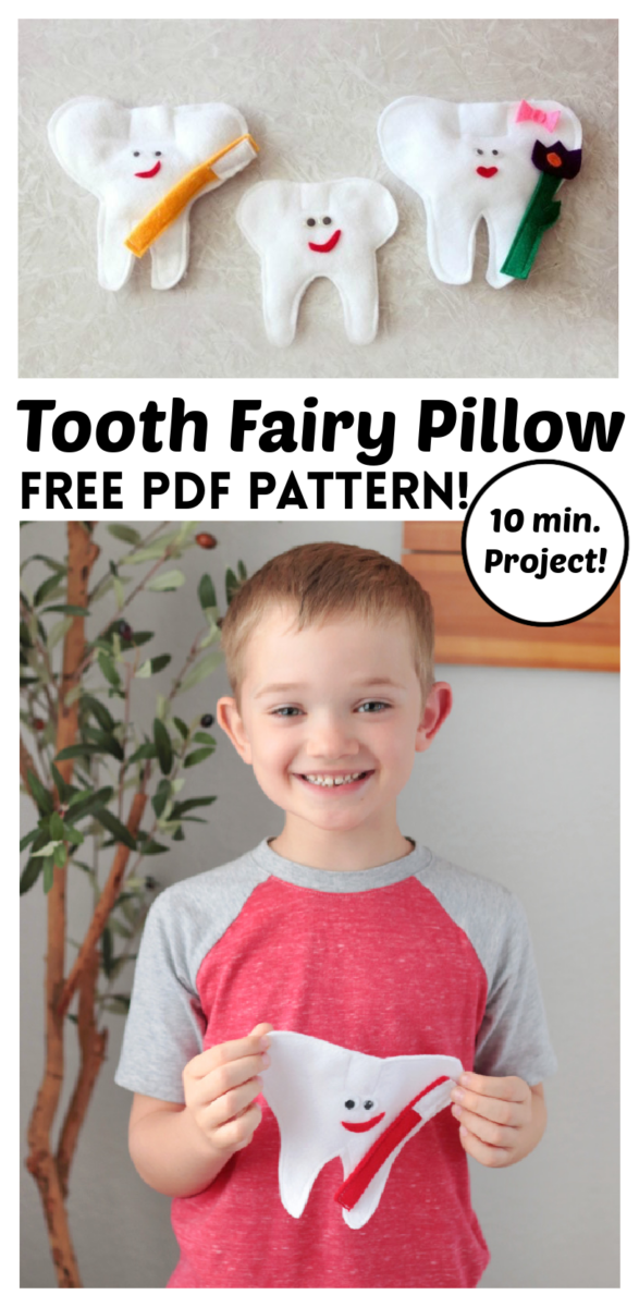little boy with tooth pillow