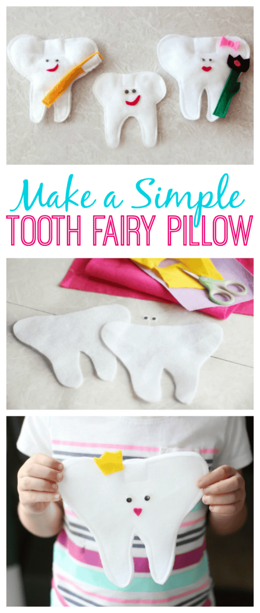 A quick and easy tooth fairy pillow made with felt scraps that you can make with your little one in about 15 minutes. Includes a printable template. tooth fairy pillows