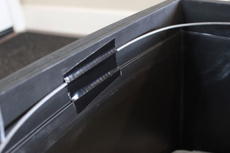 wire taped inside planter