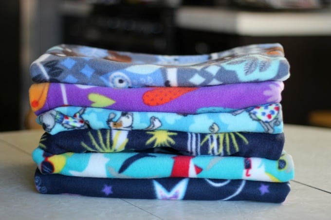 stack of folded fleece pillowcases