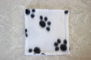 fleece square sewn on 3 sides