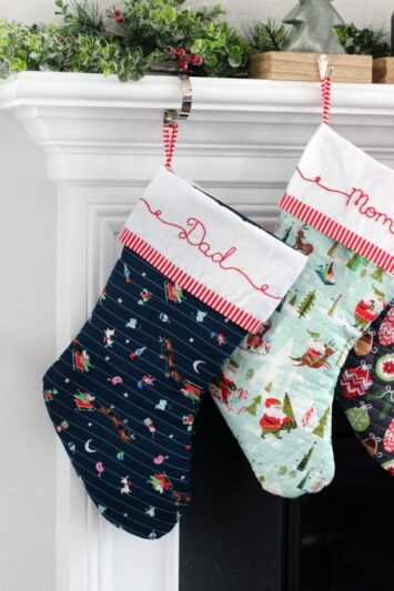 Christmas stocking on mantle