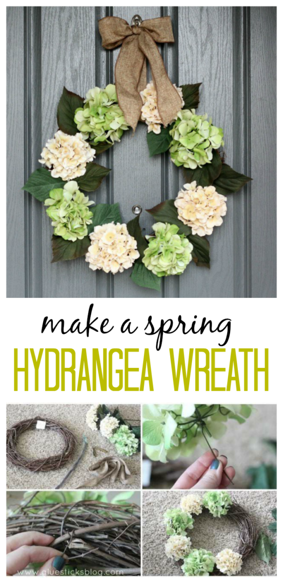 How to make a hydrangea wreath for a fraction of the price of a custom store bought one. In less than an hour!