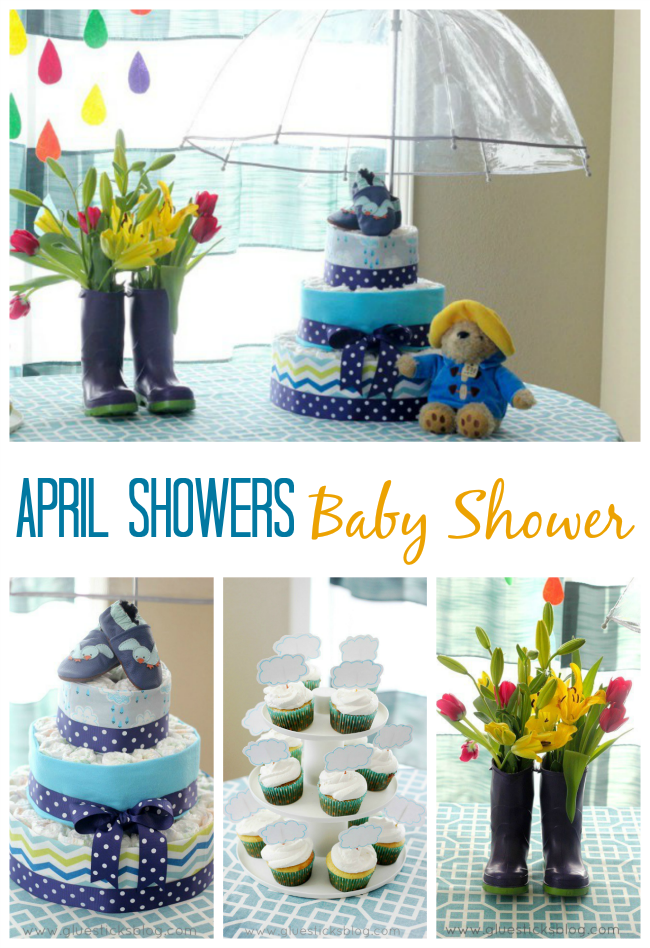 April showers cake and table scape