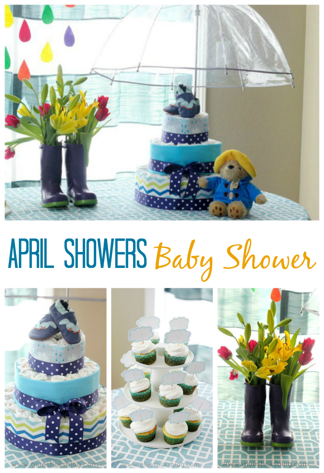 April Showers Baby Shower Theme Centerpieces Decor Diaper Cake