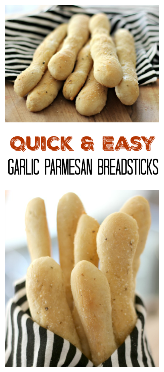 Buttery and full of garlic flavor, these quick and easy garlic parmesan breadsticks come together in under an hour! The perfect weeknight dinner side dish.