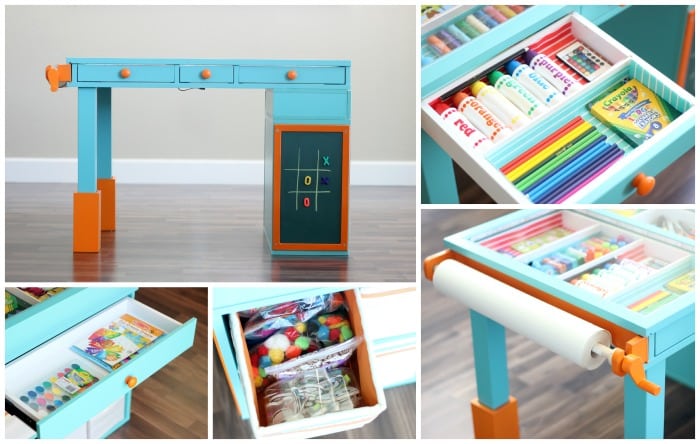 collage of images of Jack and Jill Desk art desk for kids