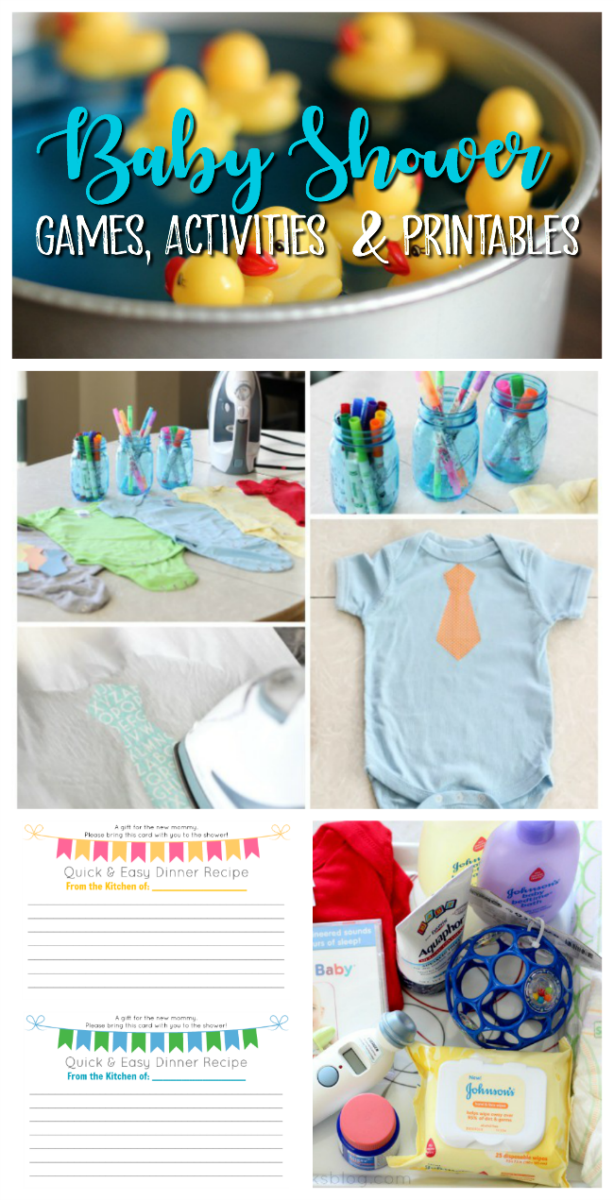 collage of baby shower activities