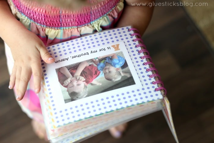 little girl reading Personalized ABC Book